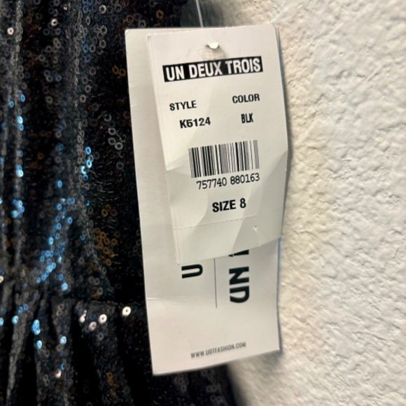 NWT Un Deux Trois Girl's Sequined Peek-a-Boo Tulle Dress - Picture 5 of 7